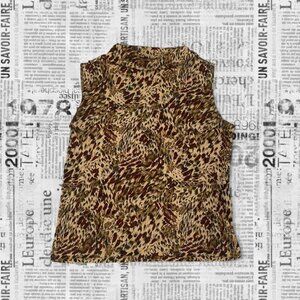 Women's Vintage Animal Print Cowl Neck Top